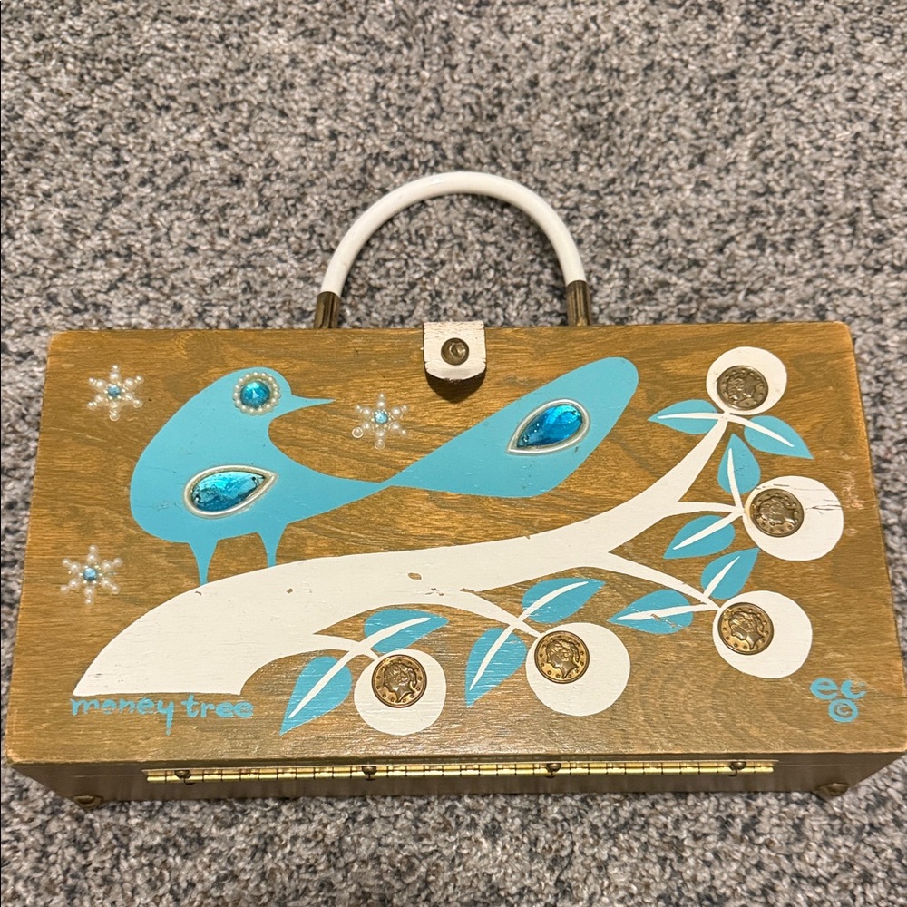 1966 Enid Collins "Money Tree" wooden box purse
